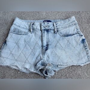 Blue Spice Light Blue Jean Shorts with Diamond Stitching
